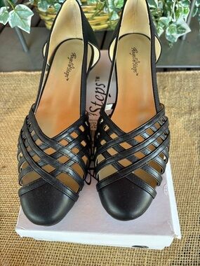 Angel Steps Women's Black Strappy Closed-Toe Heels